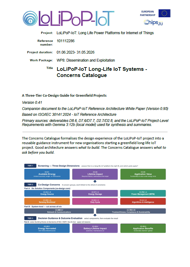 LoLiPoP-IoT Concerns Catalogue
